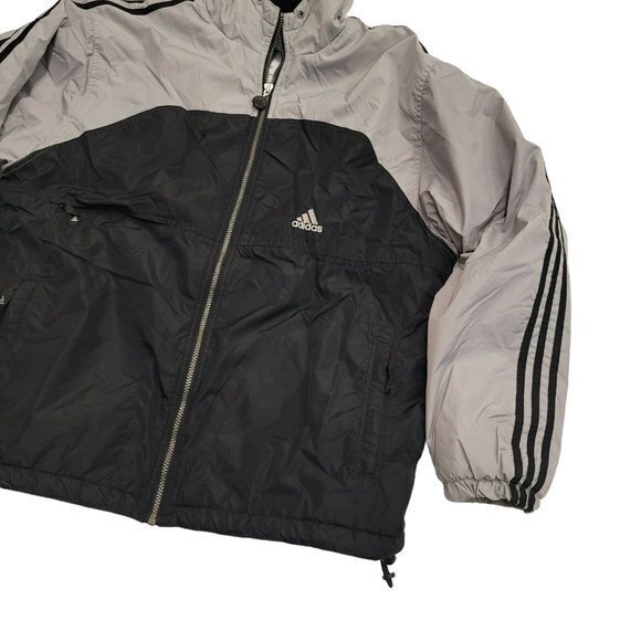Adidas Mens Medium Grey | Black 1999 VTG Jacket Spellout 3 stripes - Picture 3 of 8